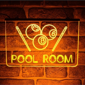 Insegna luminosa al neon a LED per sala da biliardo / Decorazione sospesa per club di biliardo o caverna per uomini