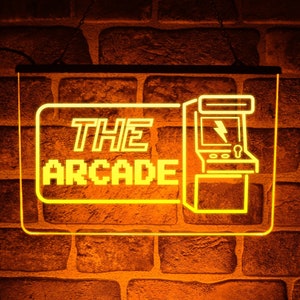 Het led-neonverlichtingsbord Arcade | Hangend USB-muurdisplay voor speelkamer voor Gaming Man Cave