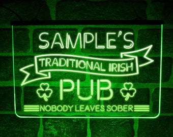 Aangepast LEIDENE van de Ierse pub neonlicht verlicht gepersonaliseerde display voor thuisbar