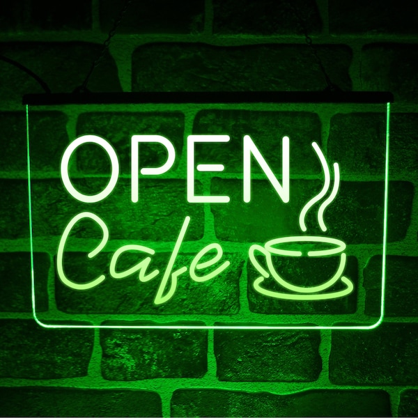 Open Café Neonlicht LED Schild | Hängende Wand-Werbung-Schaufenster-Anzeige für Kaffeestube