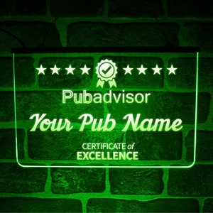 Custom Pub Advisor LED Neon Light Sign | Hanging Novelty Lit Up Display For Home Bar Décor