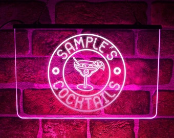 Insegna luminosa al neon a LED per cocktail bar personalizzata / Targa personalizzata per pub o bar con gin tonic
