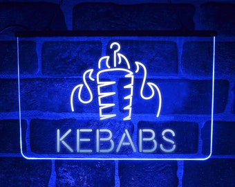 Kebab Shop LED Neon Sign | Light Up Hanging Window USB Display For Fast Food Doner House