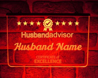 Custom Husband Advisor Neon LED Light Sign | Hanging USB Display | Funny Novelty Anniversary Gift