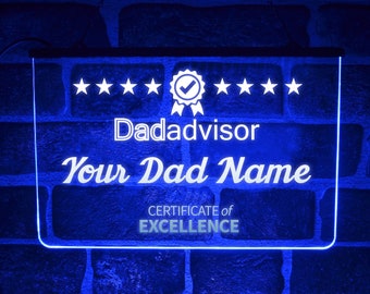 Personalised Dad Advisor LED Neon Light Sign | Custom Funny DadAdvisor Fathers Day Gift For Man Cave