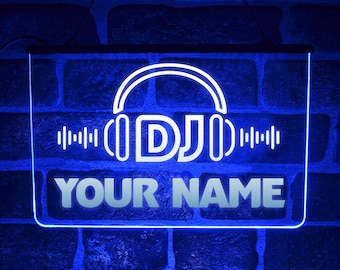 Custom DJ Neon LED Light Sign Plaque For Personalised Radio Music Studio Room