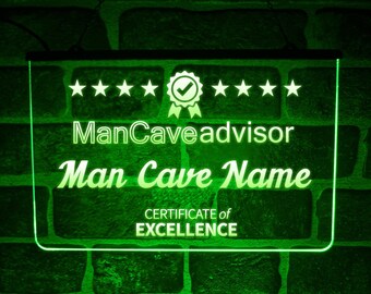 Custom Man Cave Advisor LED Neon Light Sign | Personalised Game Room or Arcade USB Hanging Display