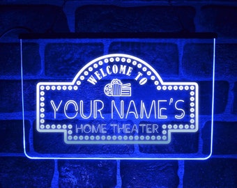 Custom Home Theatre LED Neon Light Sign | Personalised Movie Cinema Room USB Hanging Wall Display