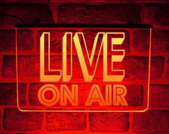 Live On Air Neon Light Up LED Sign | USB Lit DJ Music Recording Studio Window Plaque Signage