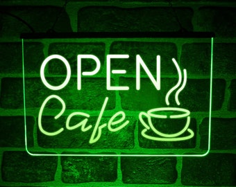 Open Cafe Neon Light LED Sign | Hanging Wall Advertising Window Display For Coffee Shop