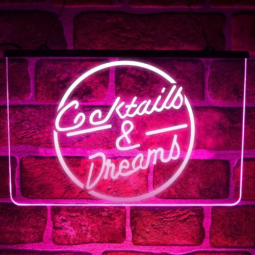 Cocktails and Dreams Neon LED Light Sign Bar Pub **QUALITY** Display Home Decor