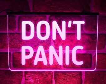 Don't Panic LED Neon Light Up Sign | Hanging USB Positive Wall Display Quote for Home & Bedroom Decor