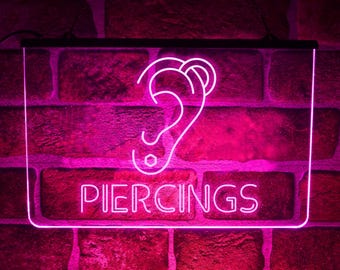 Piercing Parlour LED Neon Light Up Sign | Hanging Shop Window and Wall Display