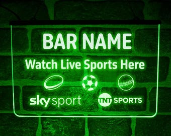 Custom Live Sports Bar Neon Style LED Light Up Sign | Personalised Hanging Window & Wall Pub Display