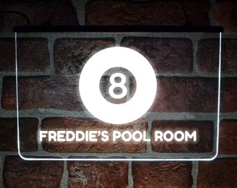 Custom Snooker Room LED Neon Light Up Sign | Hanging Games Room Pool Décor