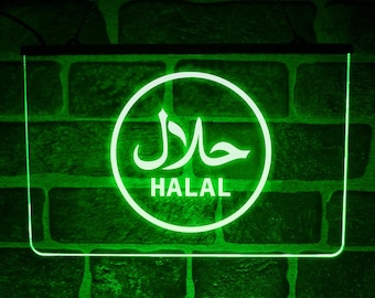 Halal Takeaway LED Neon Light Up Window & Wall Display Sign For Business Shop or Restaurant