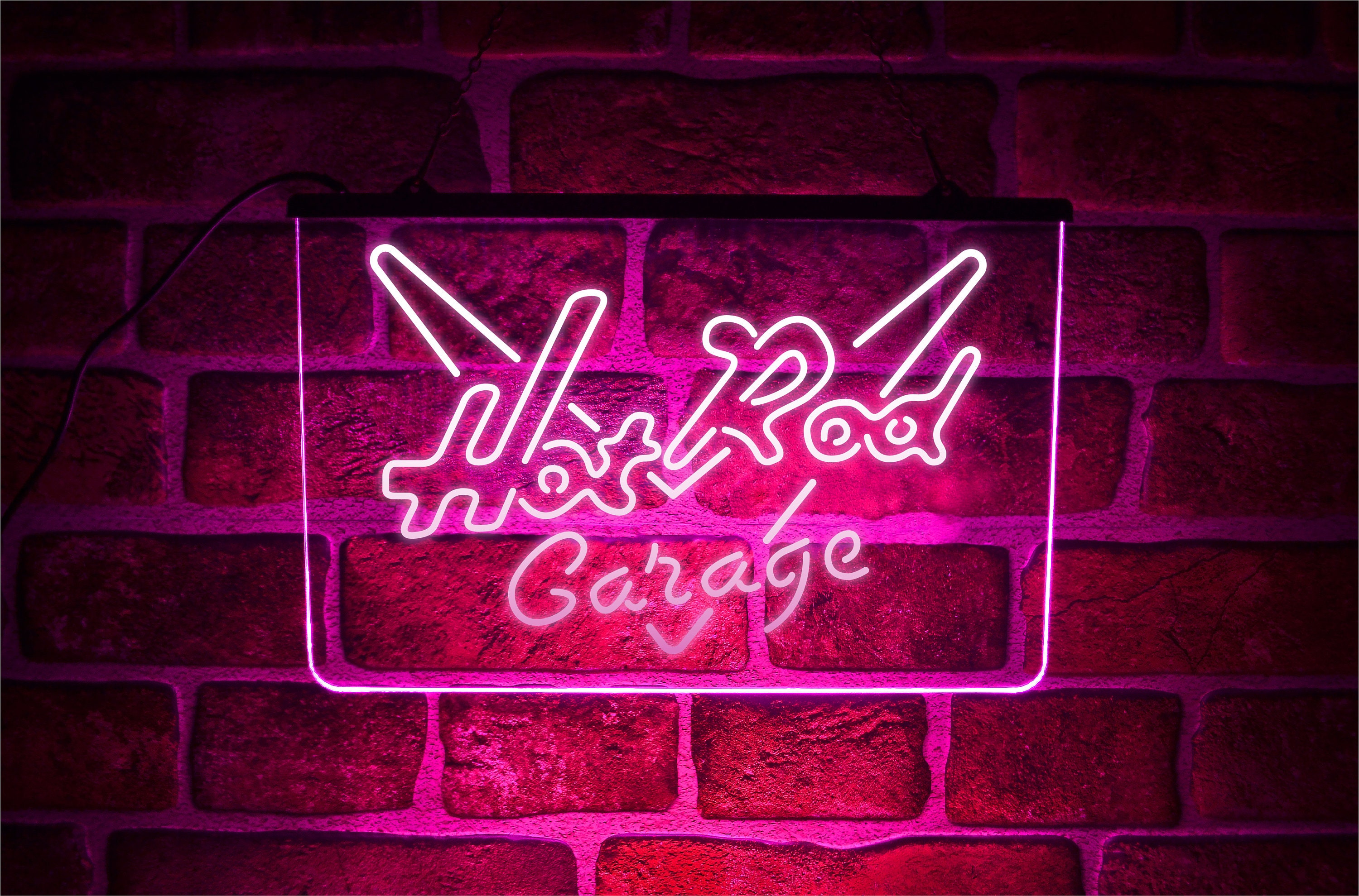 Hot Rod Garage LED Neon Light up Sign | Hanging Car Theme USB Wall Lit ...