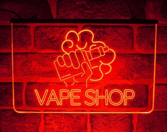 Vape Shop LED Neon Light Up Sign | Illuminated Window and Wall Open Smoking Plaque for Corner Shop or Off Licence