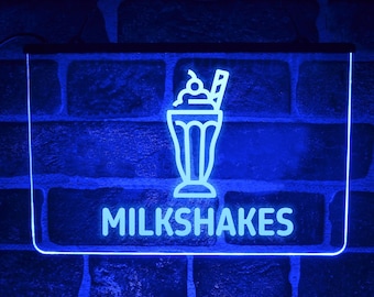 Milkshake LED Neon Light Up Open Sign | Wall or Window Display For Restaurant & Cafe Shop