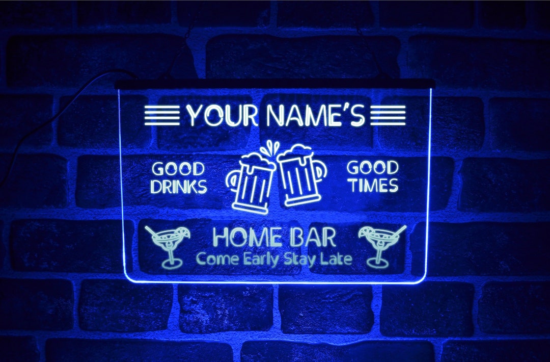 Custom Home Bar LED Neon Light Sign Personalised Hanging Lit up DIY Pub
