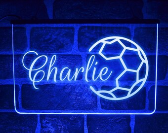 Personalised Boys Bedroom Football LED Neon Light Sign | Custom Games Room Display