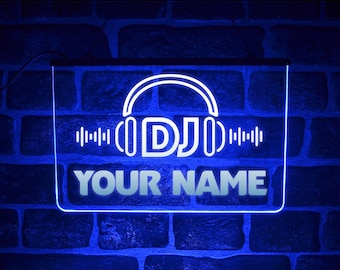 Custom DJ Neon LED Light Sign Plaque For Personalised Radio Music Studio Room
