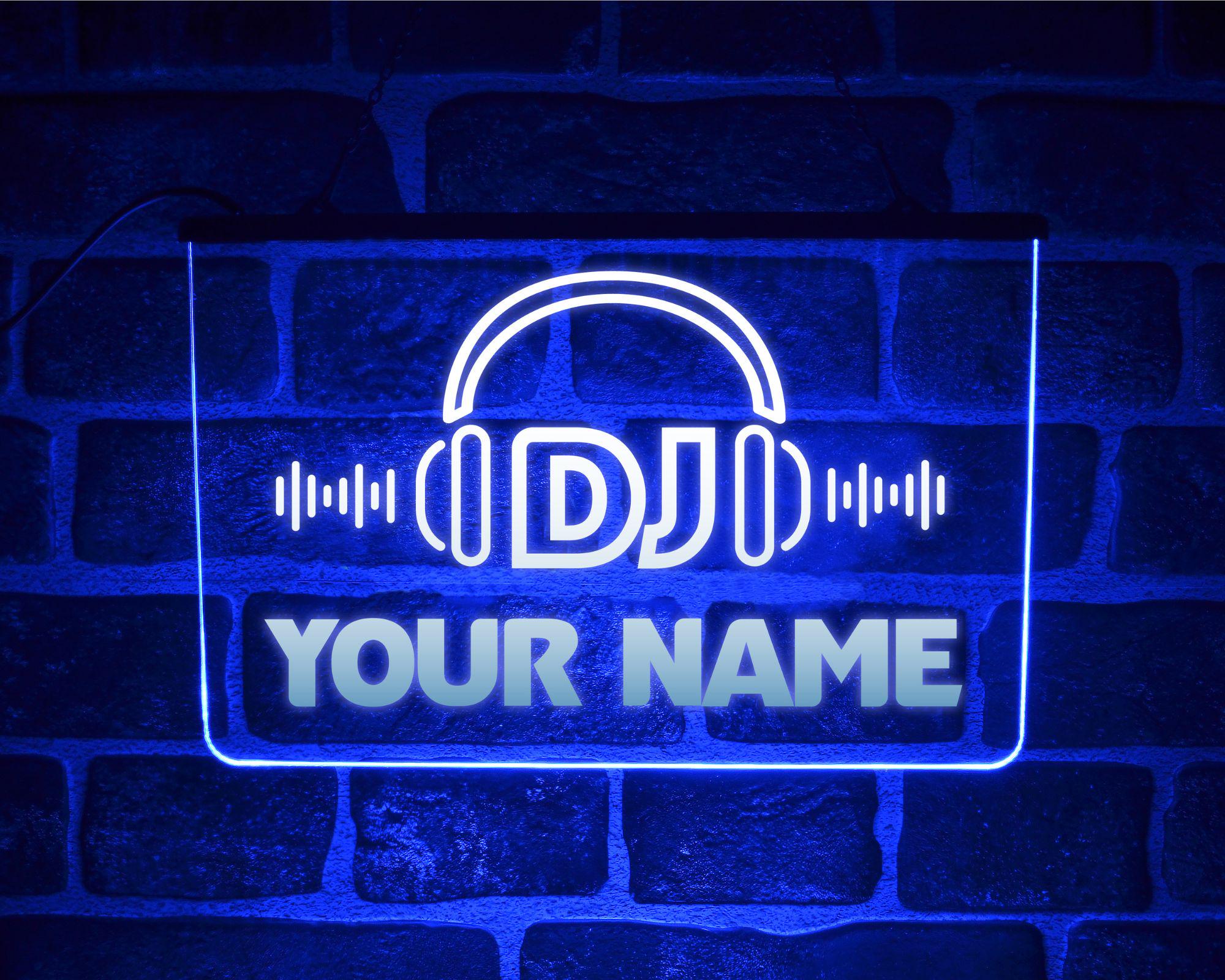 Led Dj Stickers Custom DJ Neon LED Light Sign Plaque for Personalised Radio Music ...