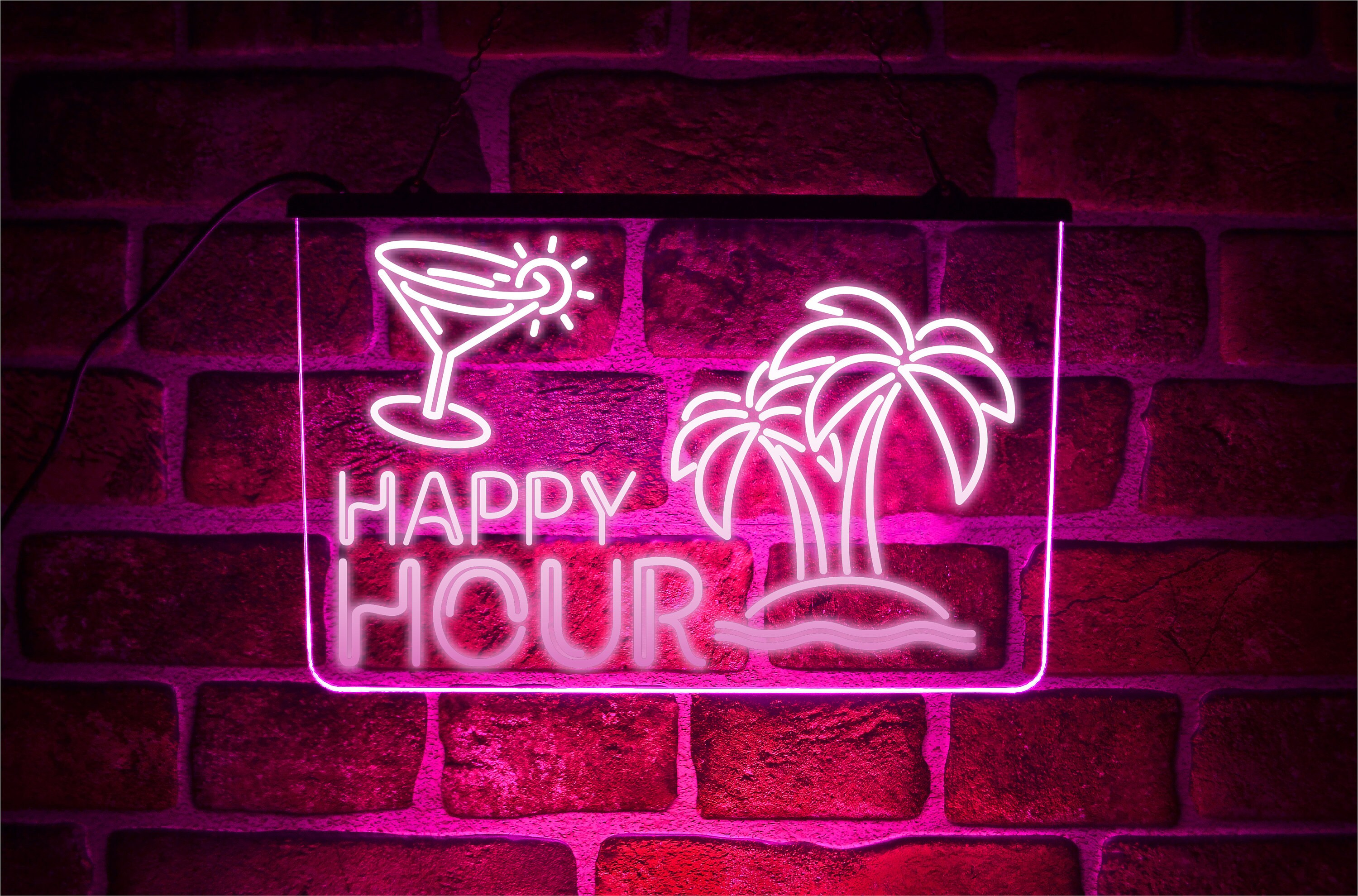 Happy Hour Led Signs Happy Hour LED Neon Light up Sign | Window Display for Cocktail Bar and ...