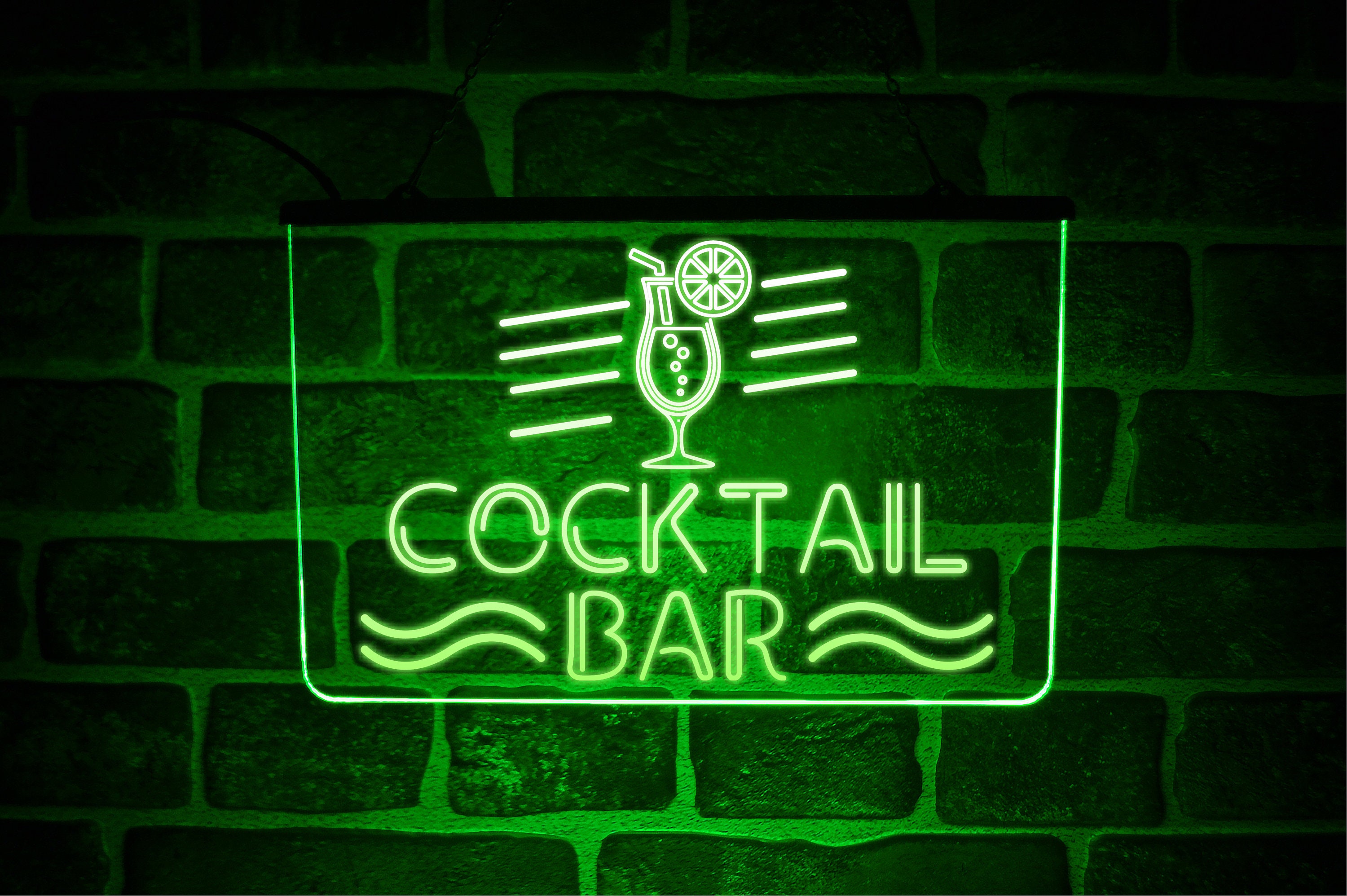Cocktail Vetro Segni Al Neon Led Lettere Parete Segni Usb Blu Rosa - 11