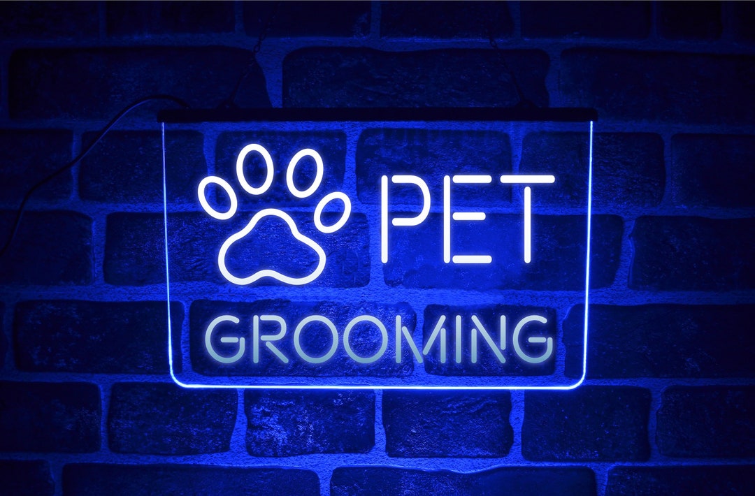 Pet Groomers LED Neon Light Sign Open USB Wall or Window Shop Plaque