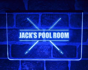 Custom Snooker Room LED Neon Light Up Sign | Hanging Décor For Pool Club or Man Cave