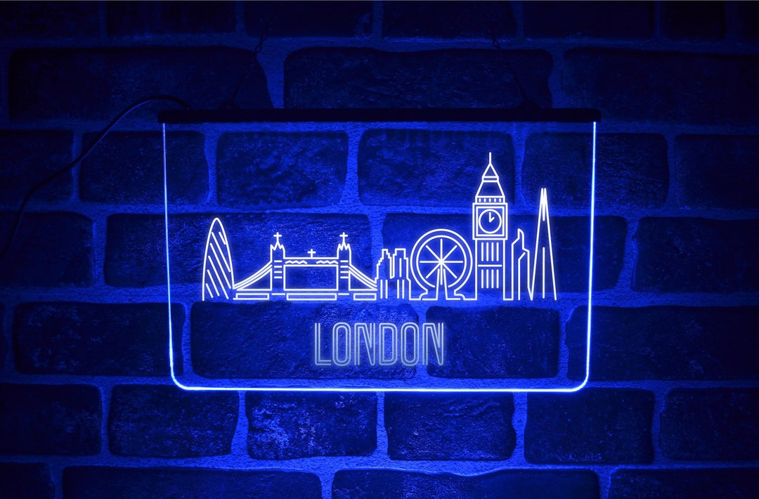 London Skyline LED Neon Light Sign | Hanging City Silhouette Bedroom ...