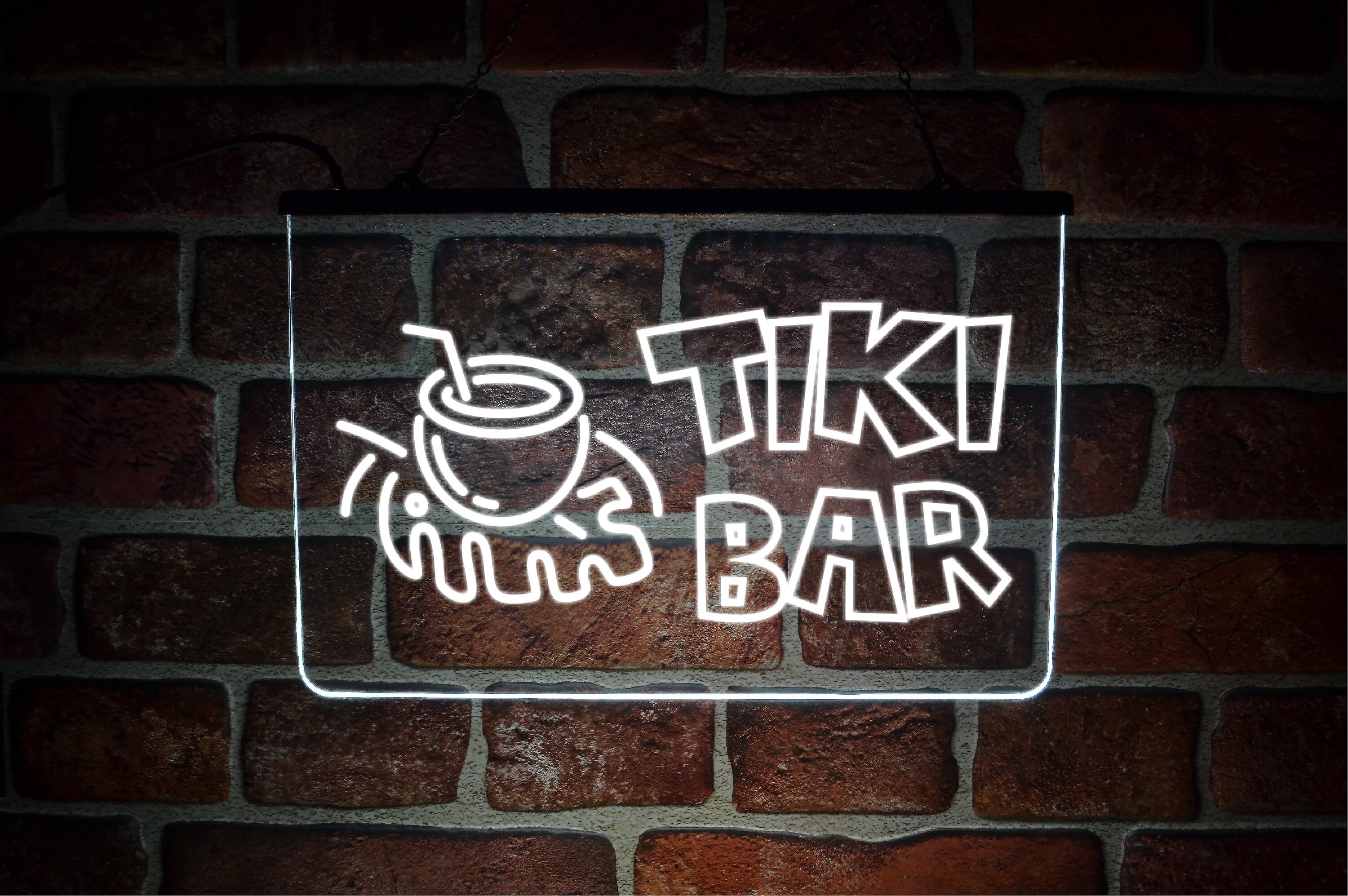 Insegna Luminosa A LED Bar Tiki – Luce Neon Con Scritta Bevande – Decorazione Da Parete USB – 38x20cm Regolabile