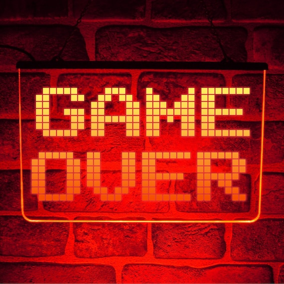 Game Over LED Neon Light up Sign | Gamer Wall Plaque for Gaming