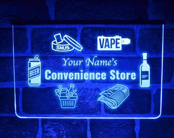 Custom Open Convenience Store Neon LED Light Sign | Personalised Hanging Plaque for Corner Shop Window Display