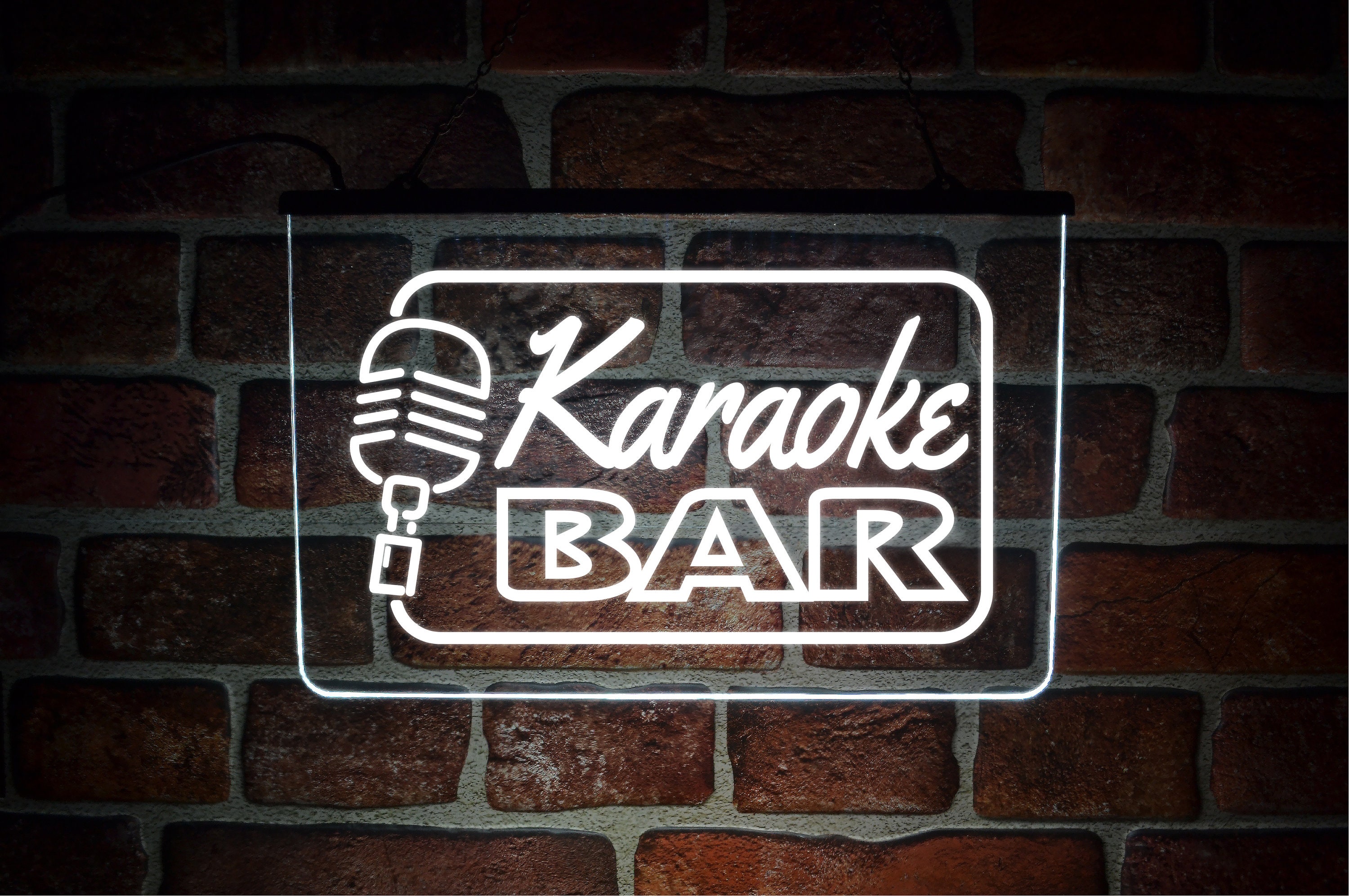Karaoke Bar Neon LED Light Sign | Hanging Wall or Window Lit