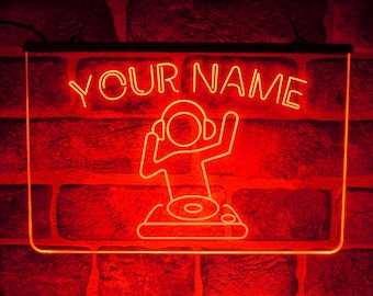 Personalised DJ Booth Neon LED Light Up Sign For Custom Music Radio Studio Room