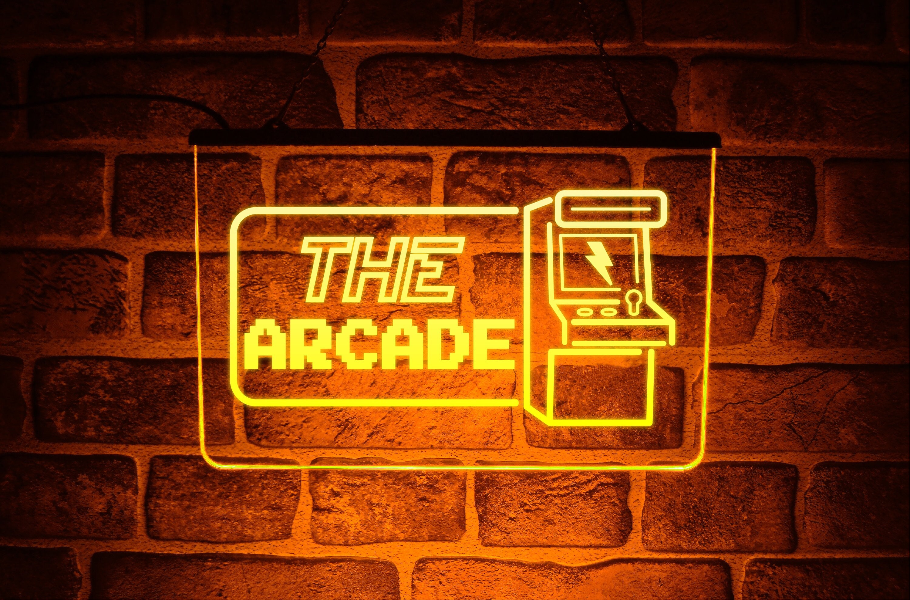 The Arcade LED Neon Light Up Sign | Games Room Hanging USB Wall Display For Gaming Man Cave