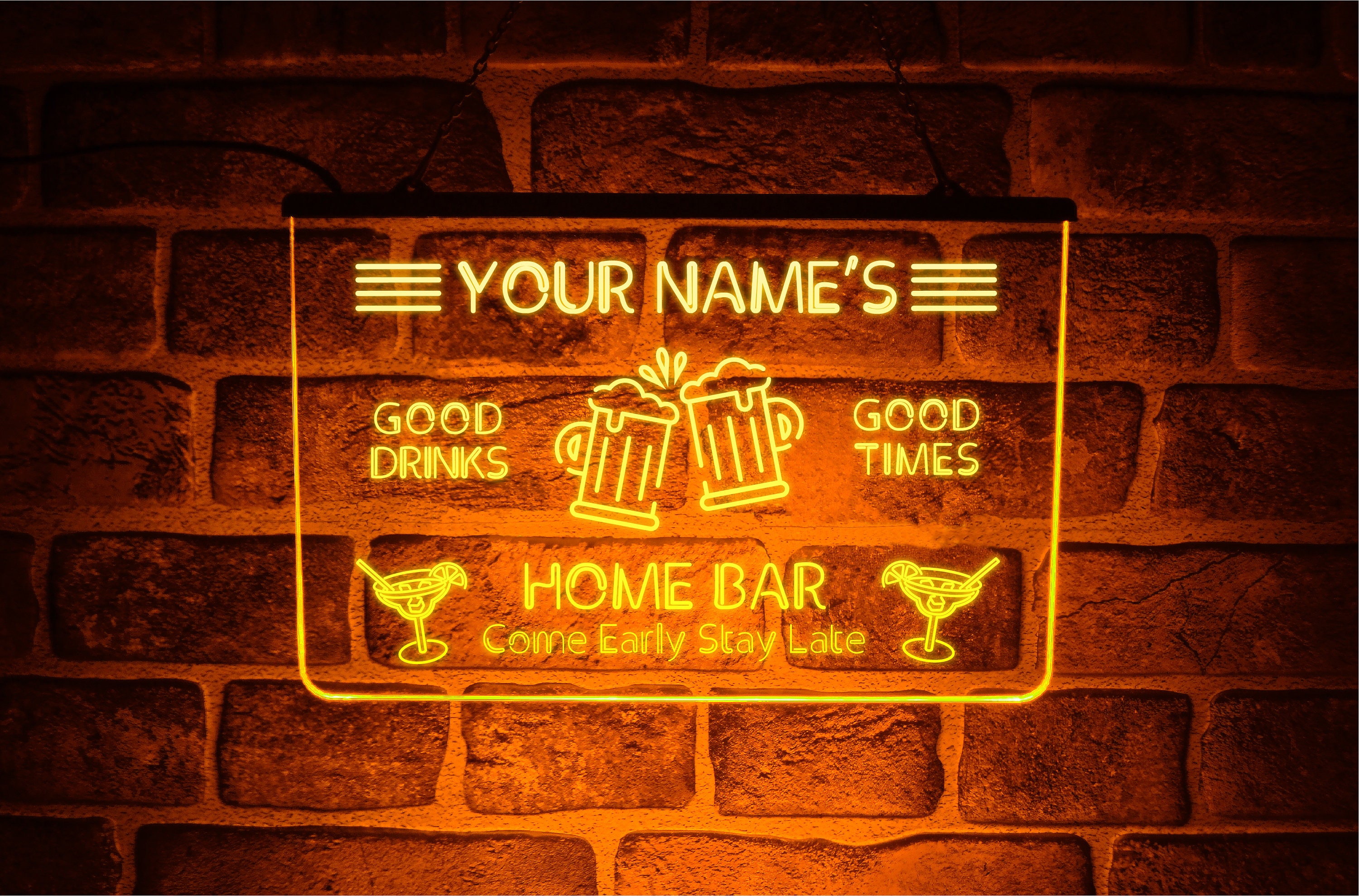 Custom Home Bar LED Neon Light Sign Personalised Hanging Lit Etsy UK