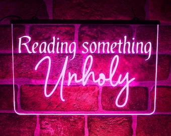 Reading Something Unholy LED Light Up Sign | Neon Style Wall Quote Home Décor