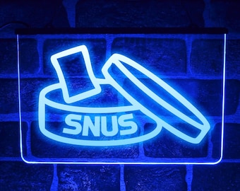 Snus Shop LED Neon Light Sign | Corner Store Hanging Window or Wall Open Display Plaque