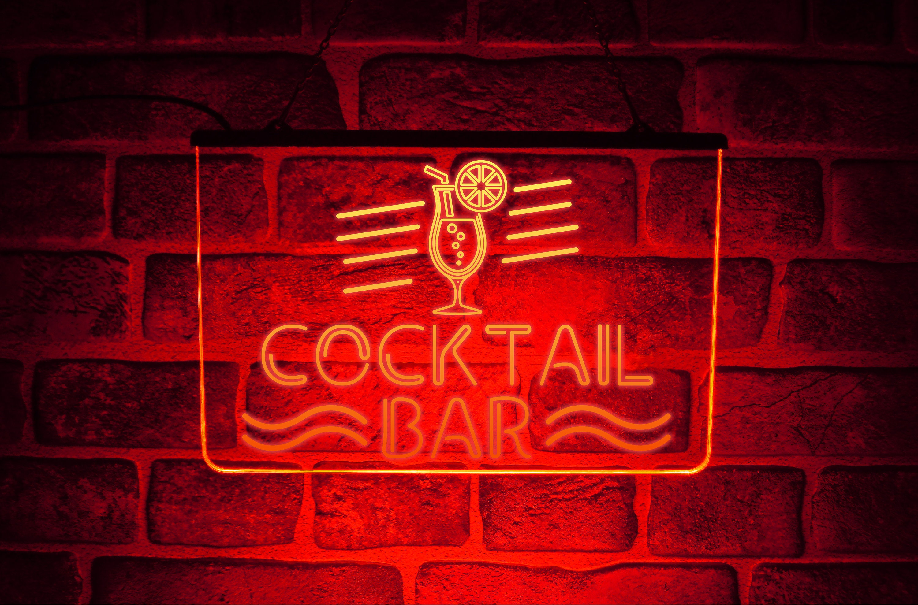 Cocktail Vetro Segni Al Neon Led Lettere Parete Segni Usb Blu Rosa - 5