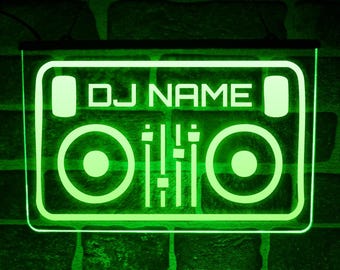 Personalised DJ Booth Neon LED Light Up Sign For Custom Music Radio Studio Room