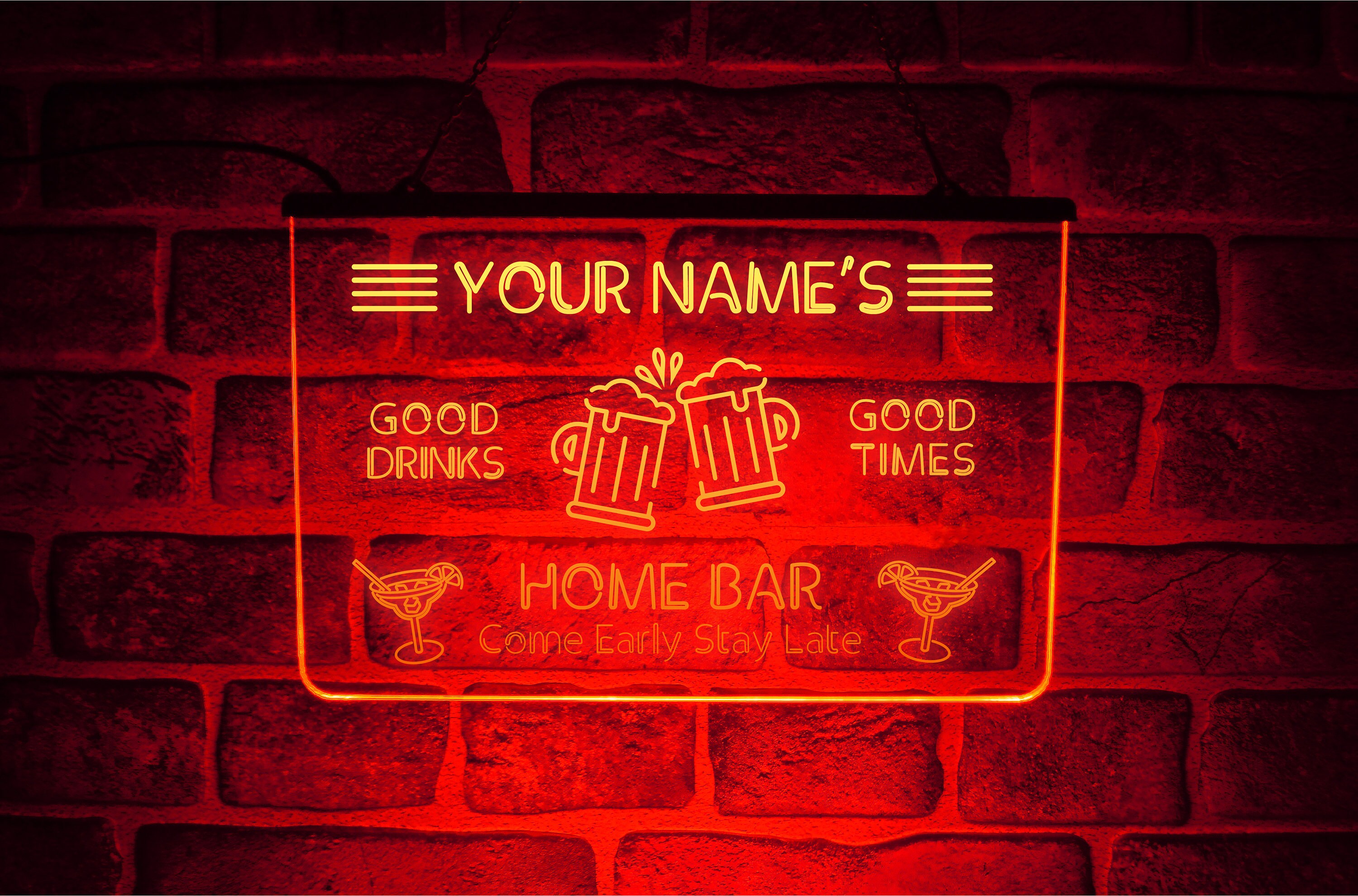 Custom Home Bar LED Neon Light Sign Personalised Hanging Lit Etsy UK