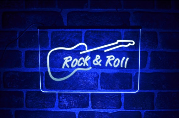 Rock 'N Roll LED Neon Light Sign Hanging Wall USB Music | Etsy UK
