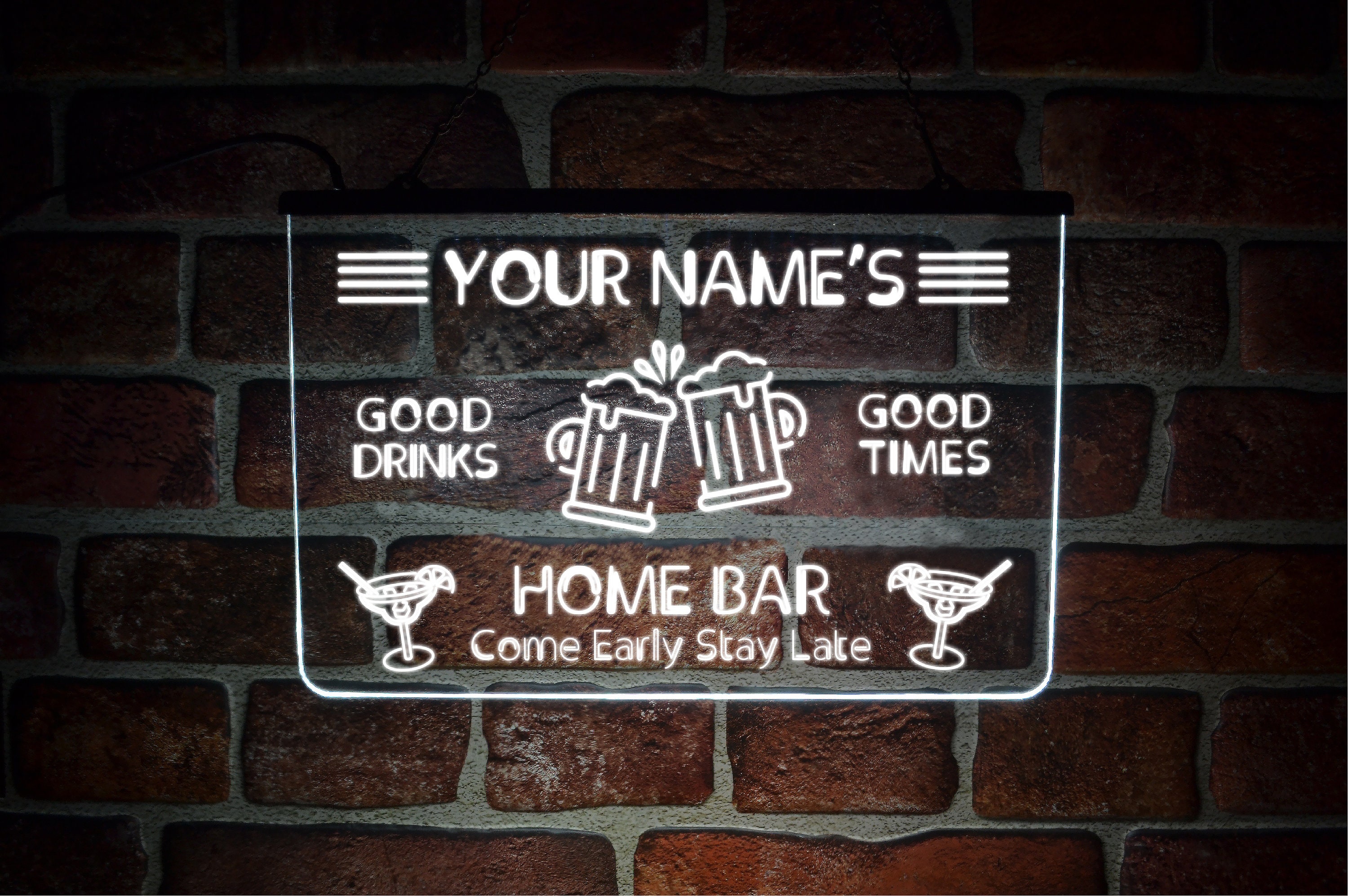 Custom Home Bar LED Neon Light Sign Personalised Hanging Lit Etsy UK