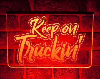 Keep On Truckin' LED Neon Light Sign | Lorry Driver Dash Window Lit Up Display