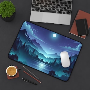 Eco-Friendly Mountain Scenery Desk Mat, Nature Desktop Pad, Office Decor, Gamer Mouse Pad, Work From Home Gift, Scenic Desk Accessory