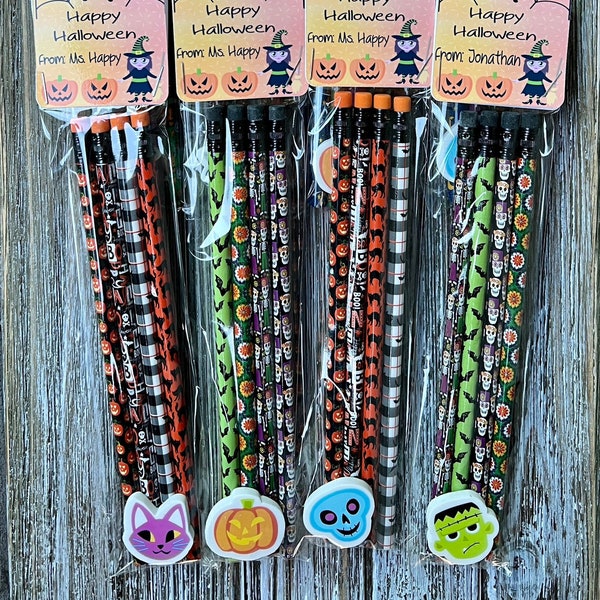 Personalized Halloween Gift Favors, Pencils, Ghouls Night, Students Gifts , Students Party Favors, Classroom Gifts , Halloween Gift