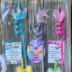 Personalized Kids Birthday Party Favors Gifts, Unicorn Magic Shaker Straw , Unicorn Birthday Party , Princess Party Favors , Girls Party